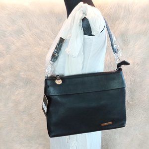 Simon Chang Women's Black Faux Leather Shoulder Bag